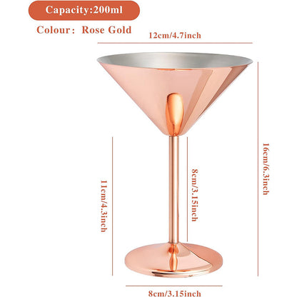 Stainless steel martini cup metal cocktail glass