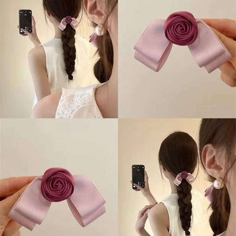 Rose hairpin, hair accessories, bow,