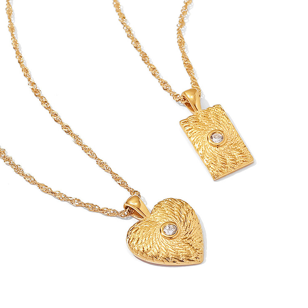 Textured Square Heart Necklace