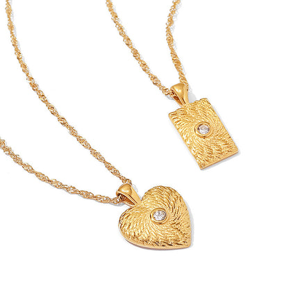 Textured Square Heart Necklace