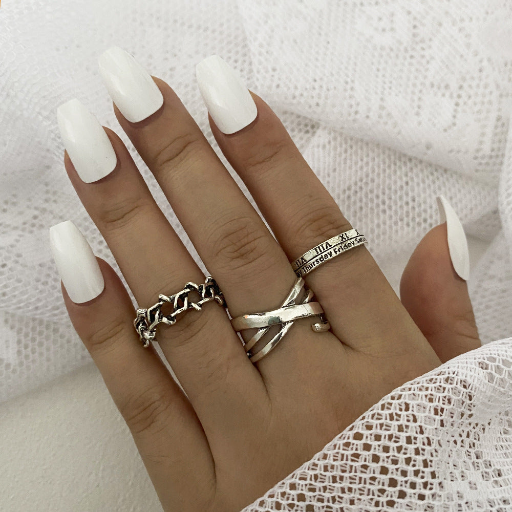 Hip-hop cool style ring 3-piece set