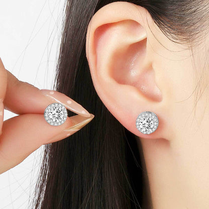 Copper inlaid 5A zircon star stud earrings female