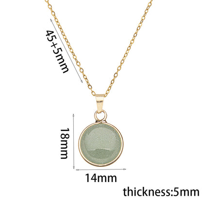 Crystal Round Stainless Steel Pendant Necklace