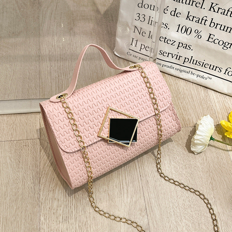 New melon seed pattern square lock chain bag