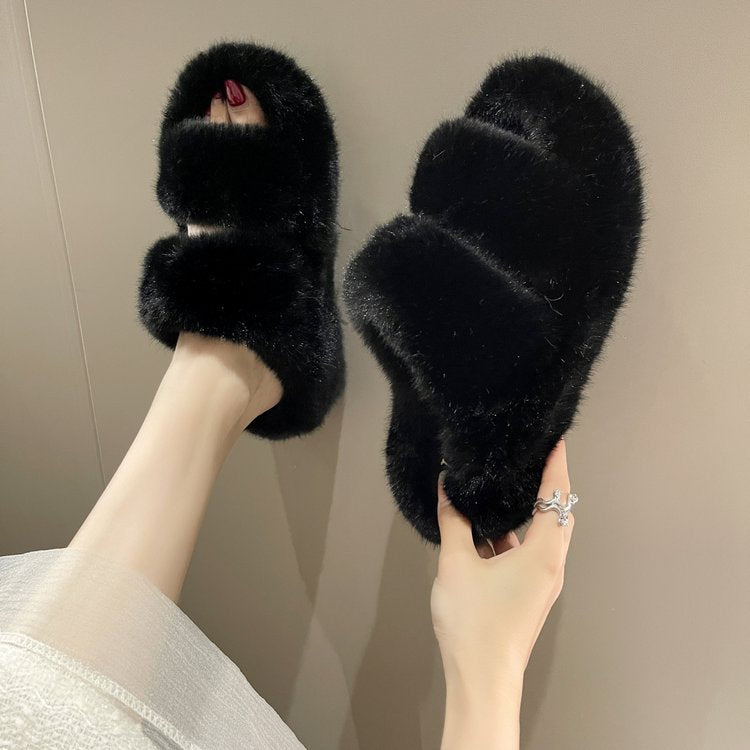 Warm home one-word cotton slippers