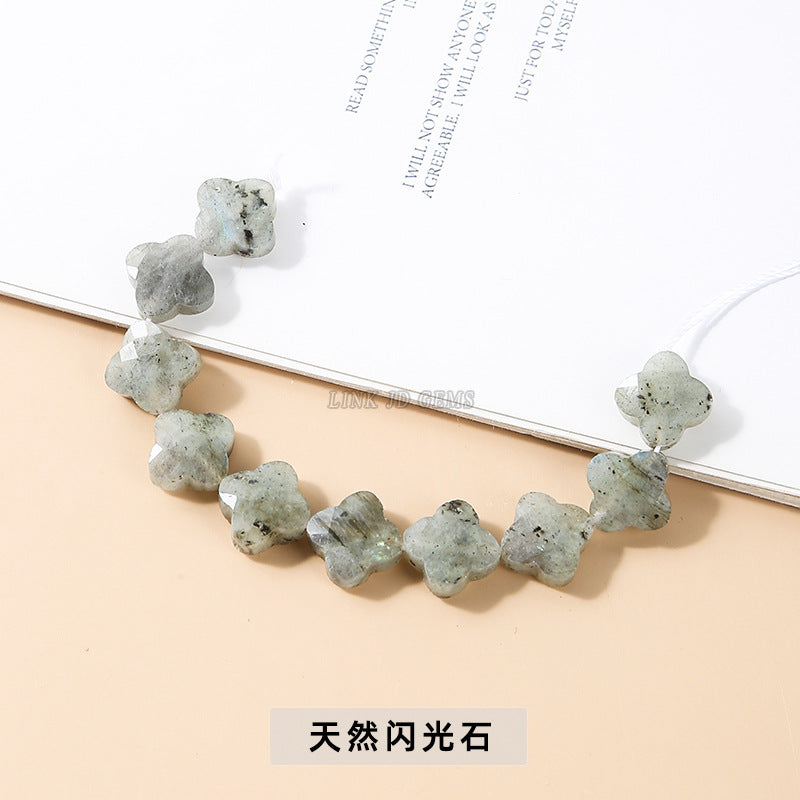 12 * 5Mm Dongling jade cut four-leaf clover-shaped loose beads