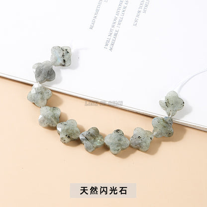 12 * 5Mm Dongling jade cut four-leaf clover-shaped loose beads