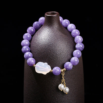 Imitation purple dragon crystal chalcedony round ball bracelet.