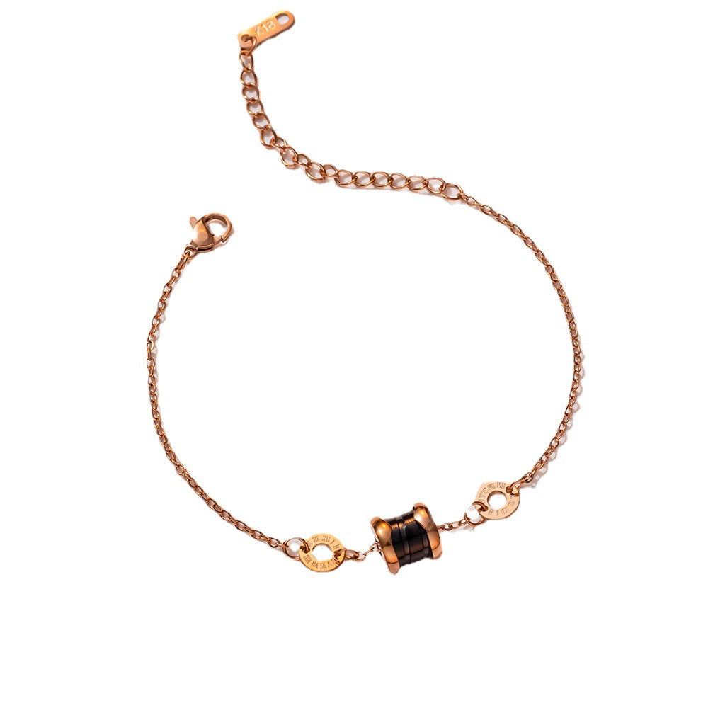 Titanium Steel Elegant Diamond Bracelet - Rose Gold