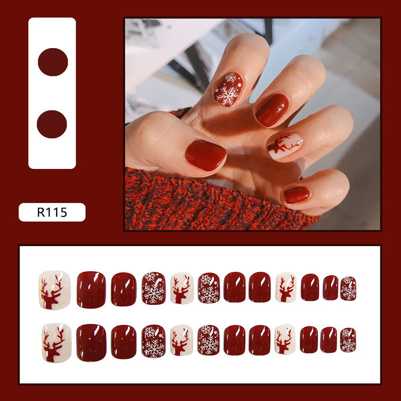 Autumn Winter Red Christmas Nails