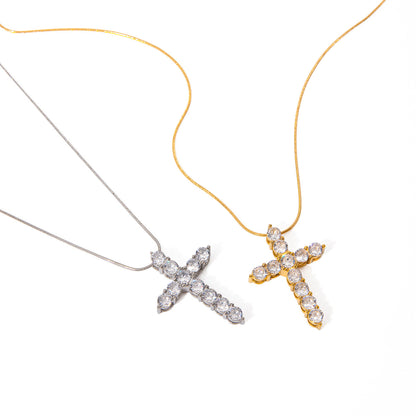 Zirconia Cross Pendant Necklace