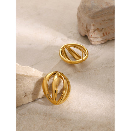 Geometric arc multi-layer hollow earrings