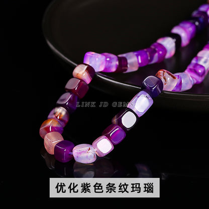 8Mm Optimized Striped Agate Cube Beads Sugar Loose Beads