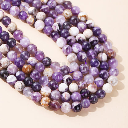 Flower amethyst loose beads, amethyst round beads