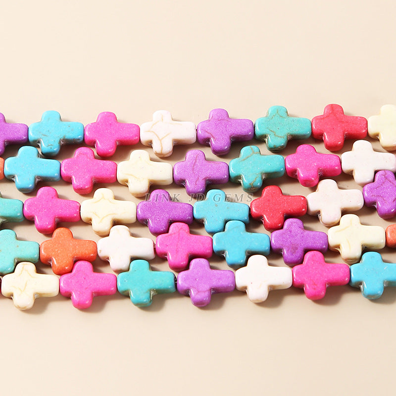 Colorful synthetic turquoise cross loose beads