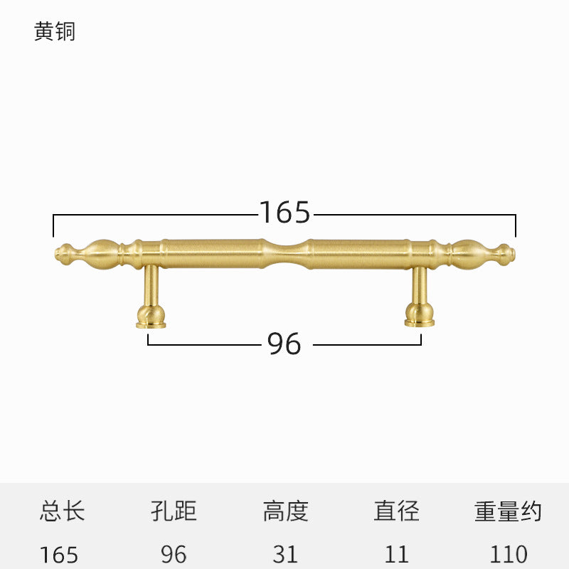 High-end wardrobe door brass handle