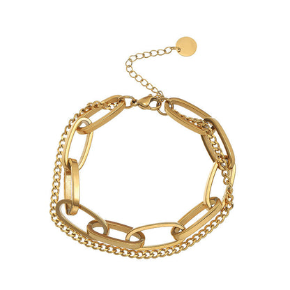 Thick chain double bracelet