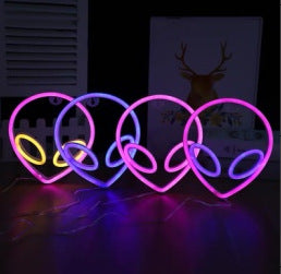 LED neon light arrangement small colored lights