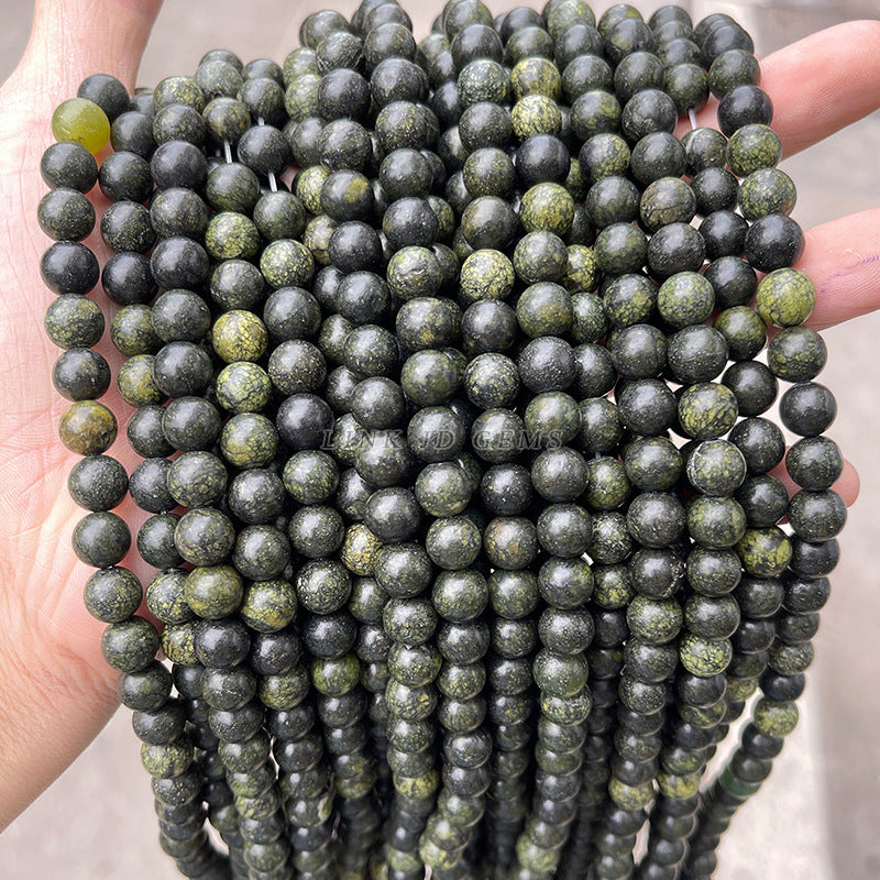 Natural medicine king stone loose beads green edge stone round beads