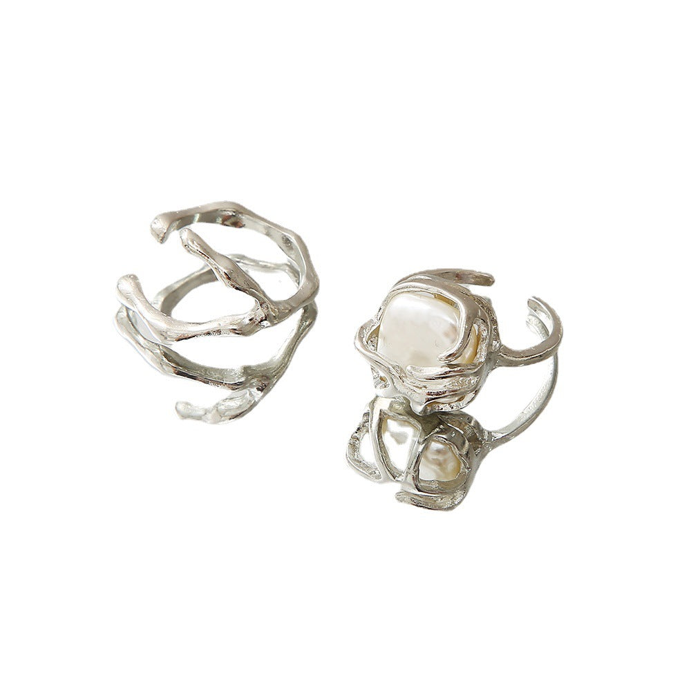 Irregular Pearl Ring 2-Piece Set