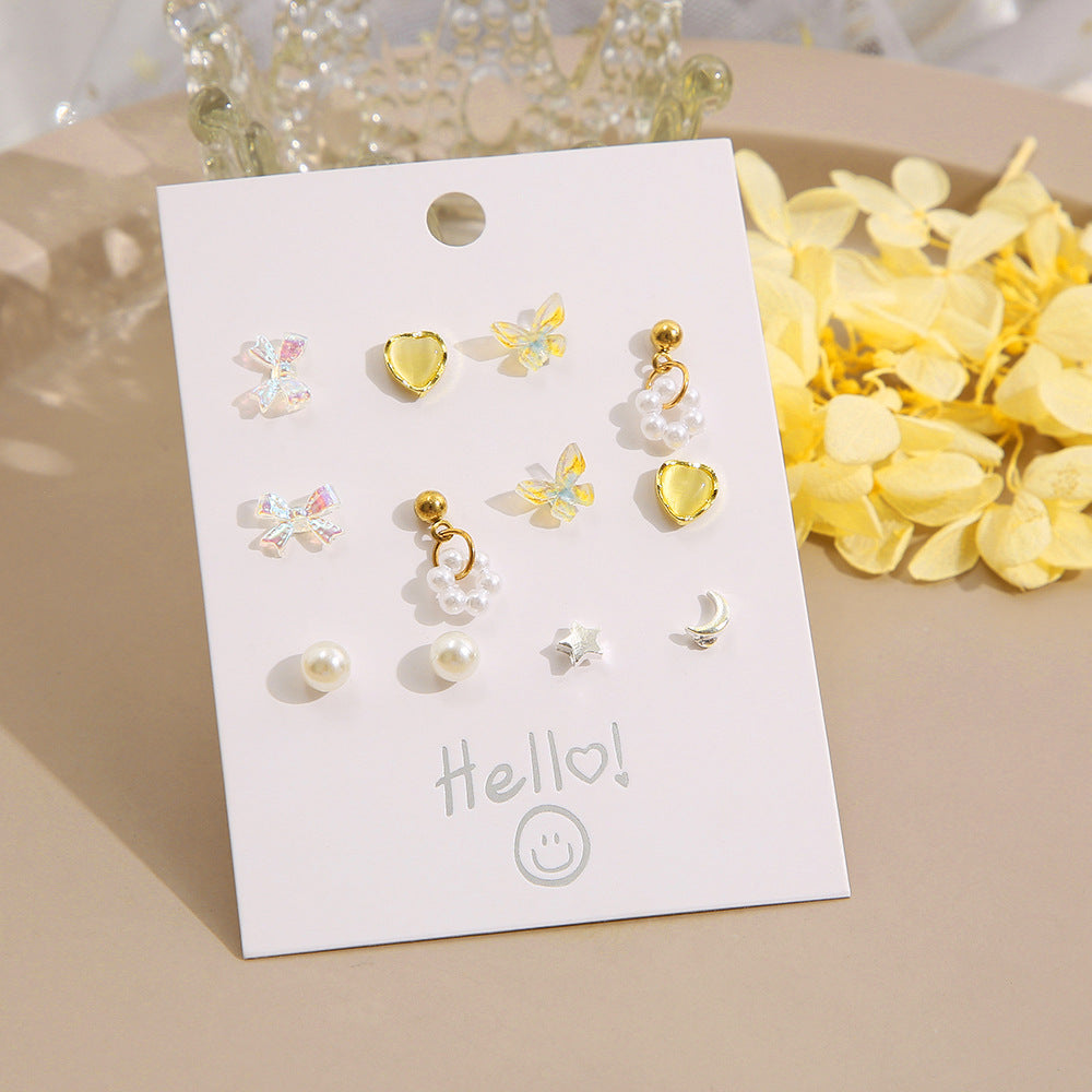 Heart Star and Moon Earrings Set 6-Piece Set