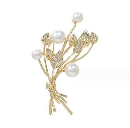 Leaf Brooch Pearl Bouquet