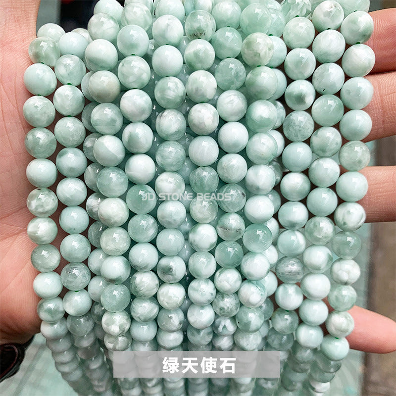 Green angel stone loose beads DIY jewelry accessories