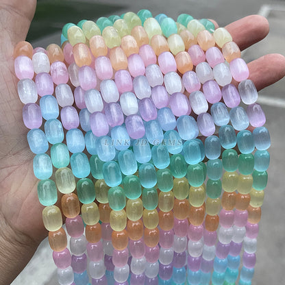 Optimize colored gypsum stone barrel beads Colorful opal beads