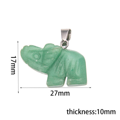 Crystal Animal Carved Elephant Pendant