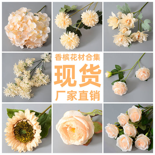 Champagne color rose artificial flower arrangement plastic flower