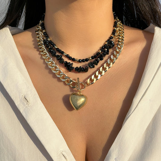 Long stacked love necklace jewelry