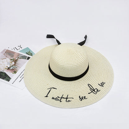 Summer Big Brim Embroidered Sun Hat Foldable Beach