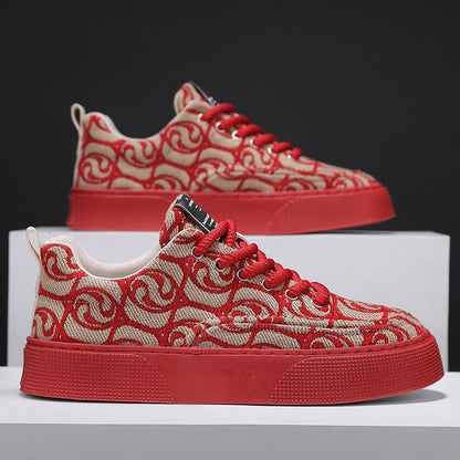 New Printed Embroidered Low-Top Sneakers