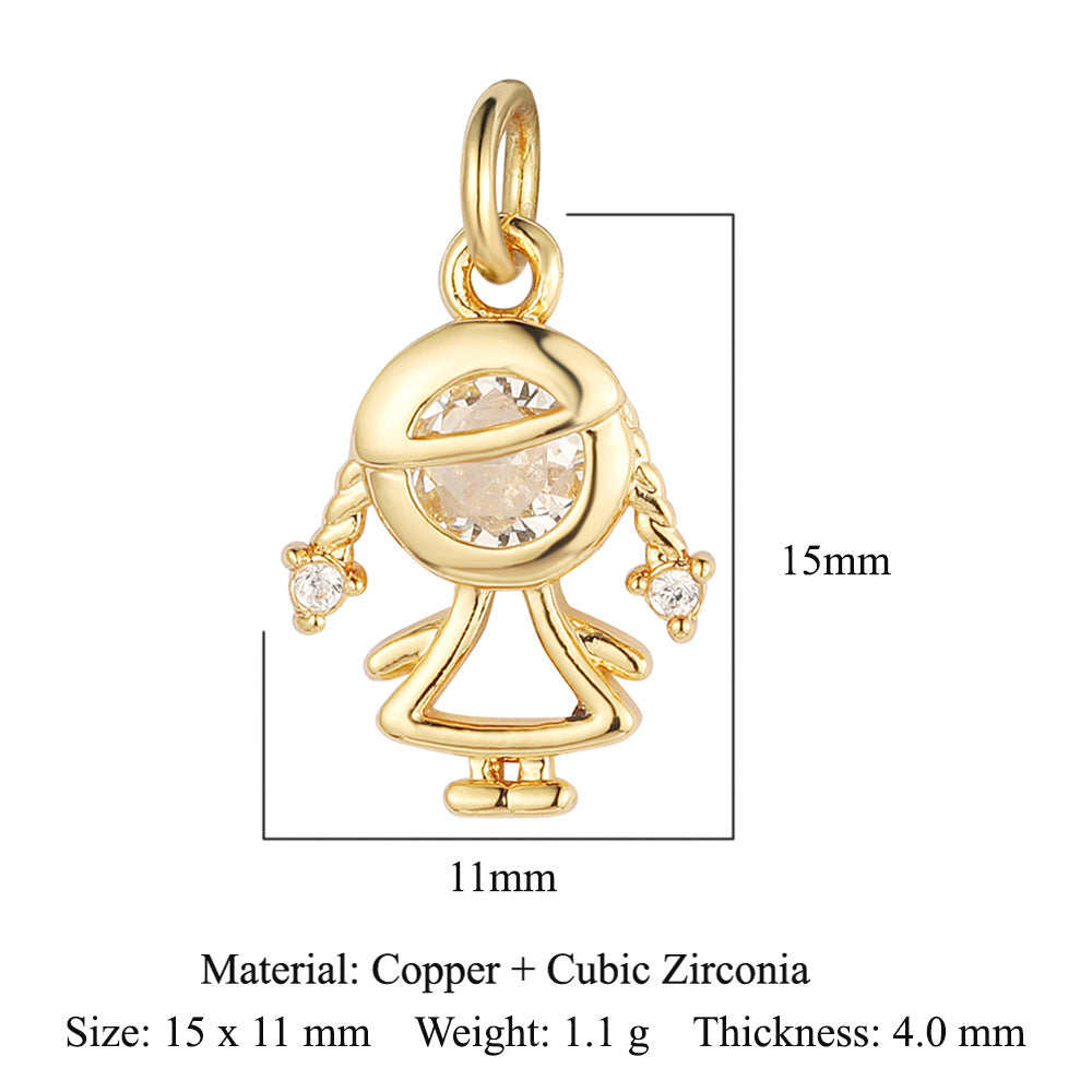 Boy Girl Butterfly Love Copper Zircon Pendant