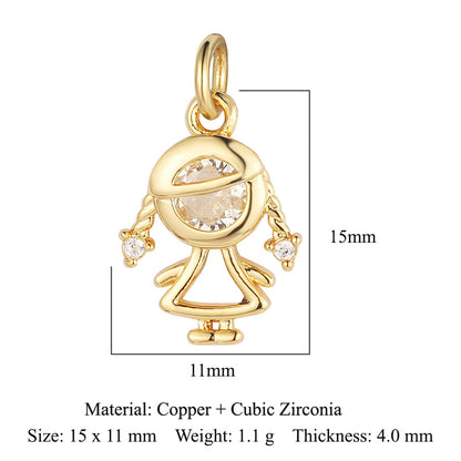 Boy Girl Butterfly Love Copper Zircon Pendant