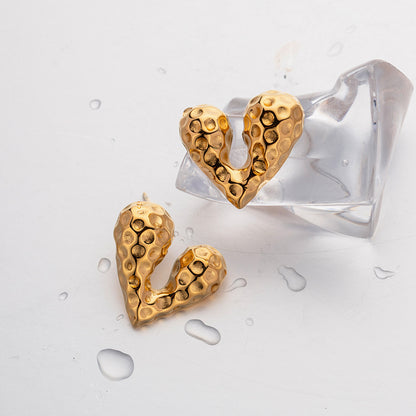 18K Gold Liquid Heart Shaped Earrings