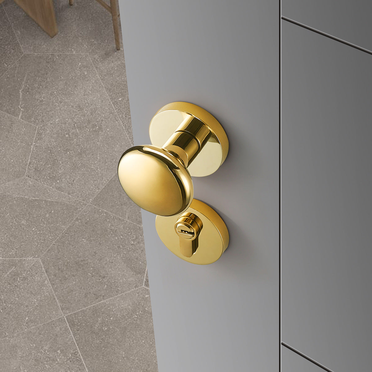 Brass double door handle round