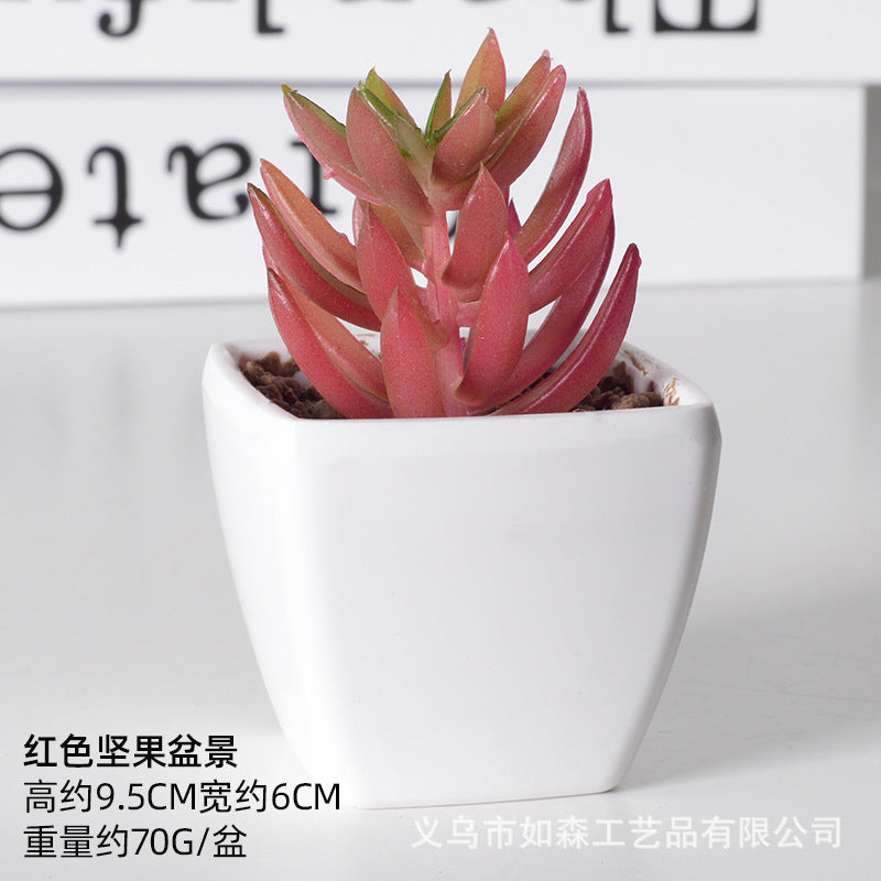 Simulation of succulent plastic bonsai artificial flowers combination