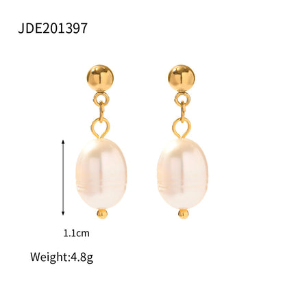 Stainless Steel Freshwater Pearl Earrings