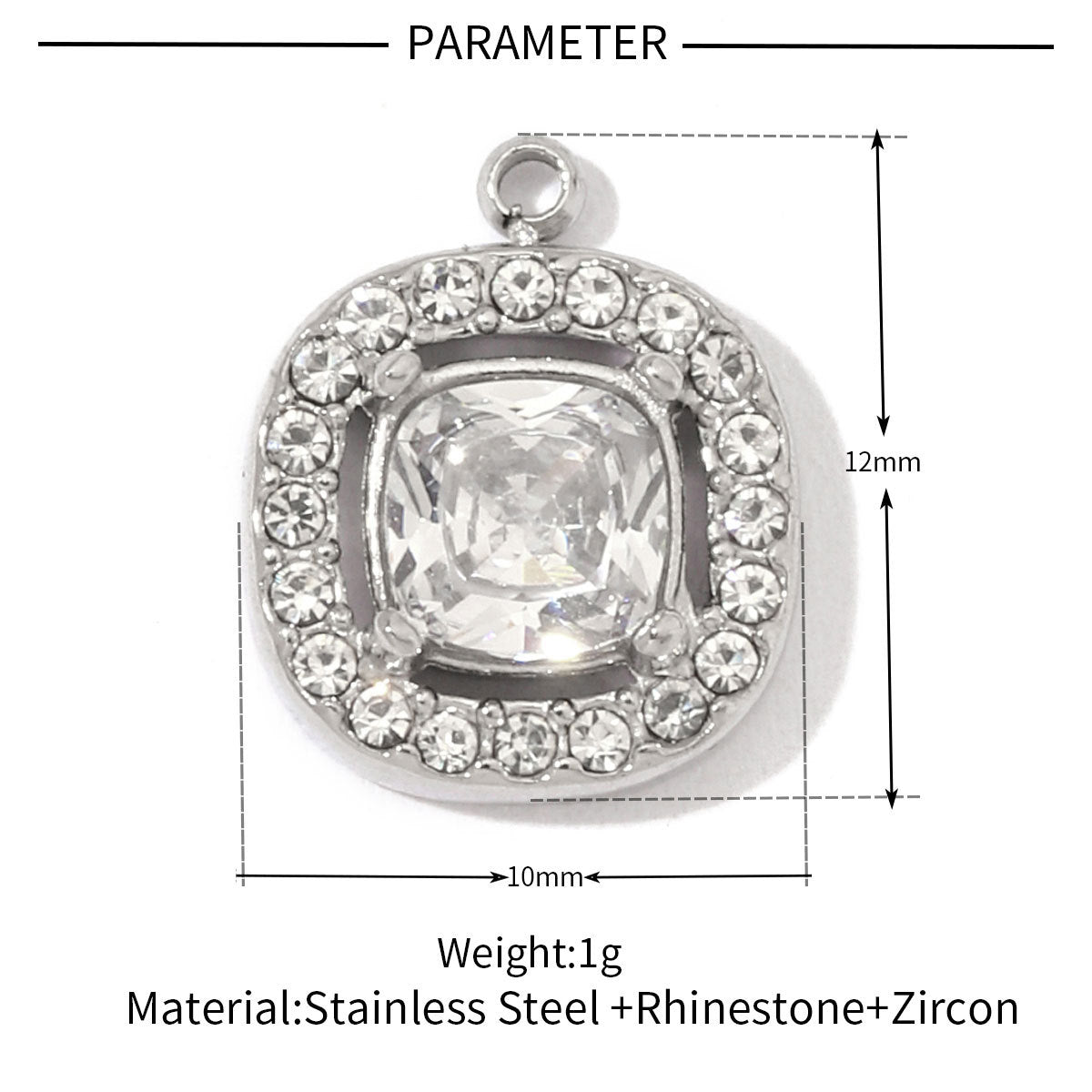 Geometric Round Oval Titanium Steel Zircon Pendant