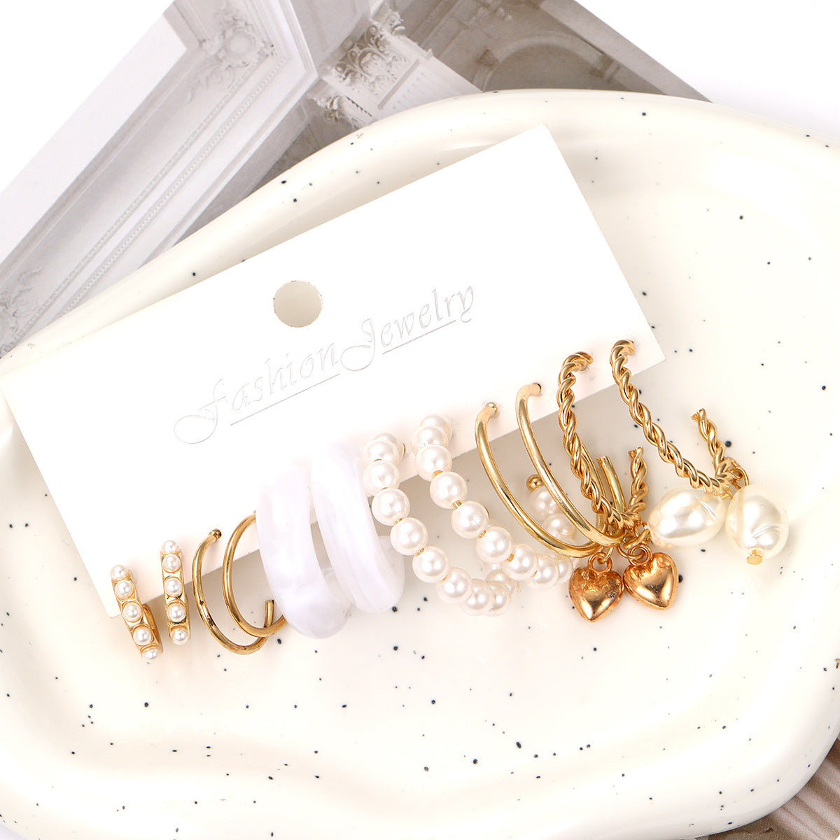 C-shaped resin earring set 6 pieces earring set