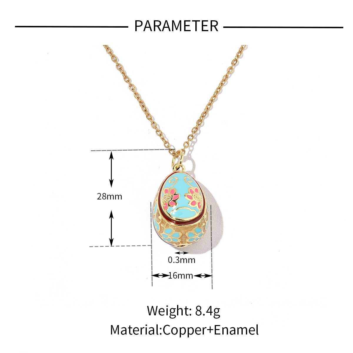 18K real gold color-preserving copper zircon Easter necklace pendant.