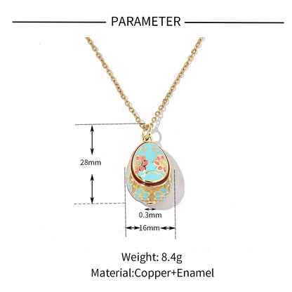 18K real gold color-preserving copper zircon Easter necklace pendant.