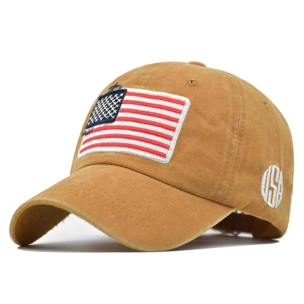 Gorra de béisbol lavada con bandera de EE. UU. 