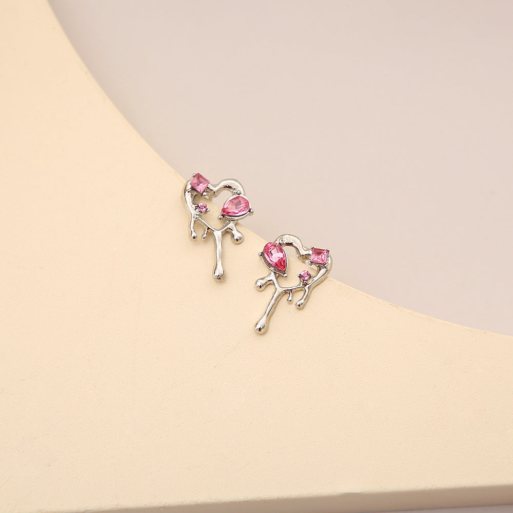 Rose pink heart earrings