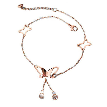 Hollow butterfly diamond anklet