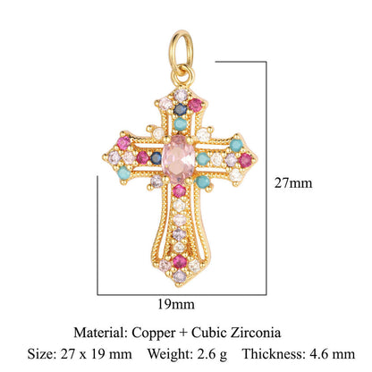 Cross jadeite copper zircon pendant.