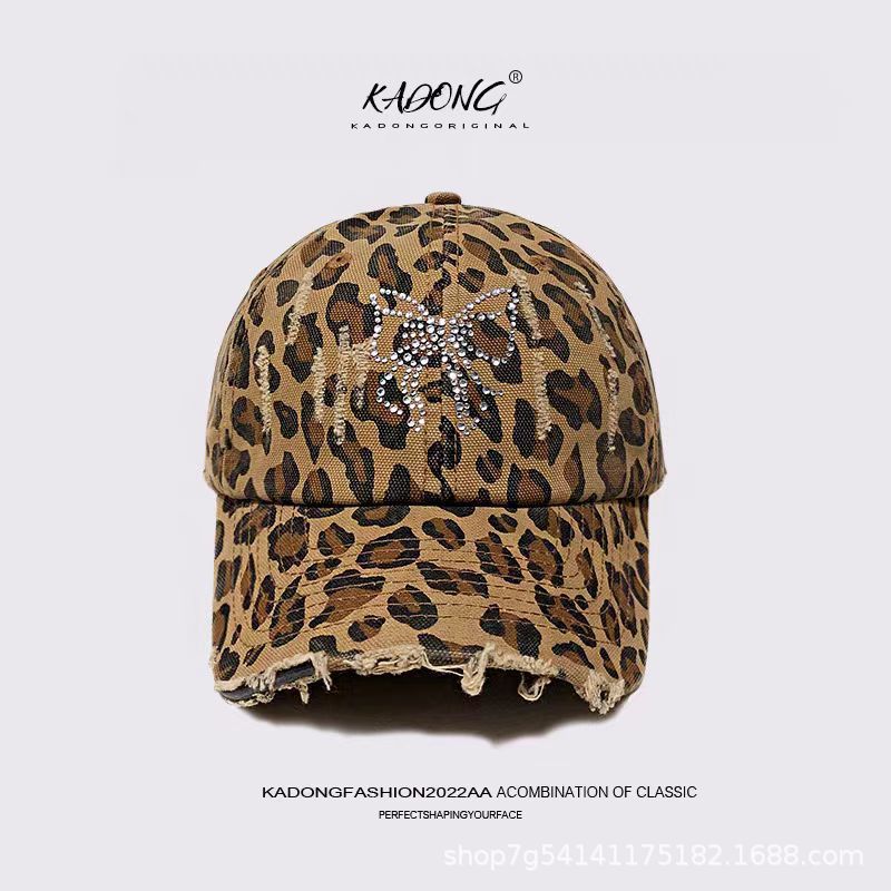 Vintage Bow Leopard Baseball Cap