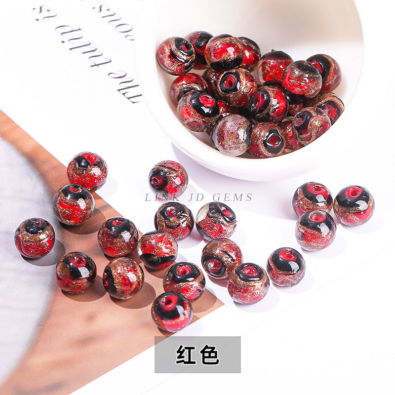 Fragrant ash glazed beads Ancient gold silk glazed beads