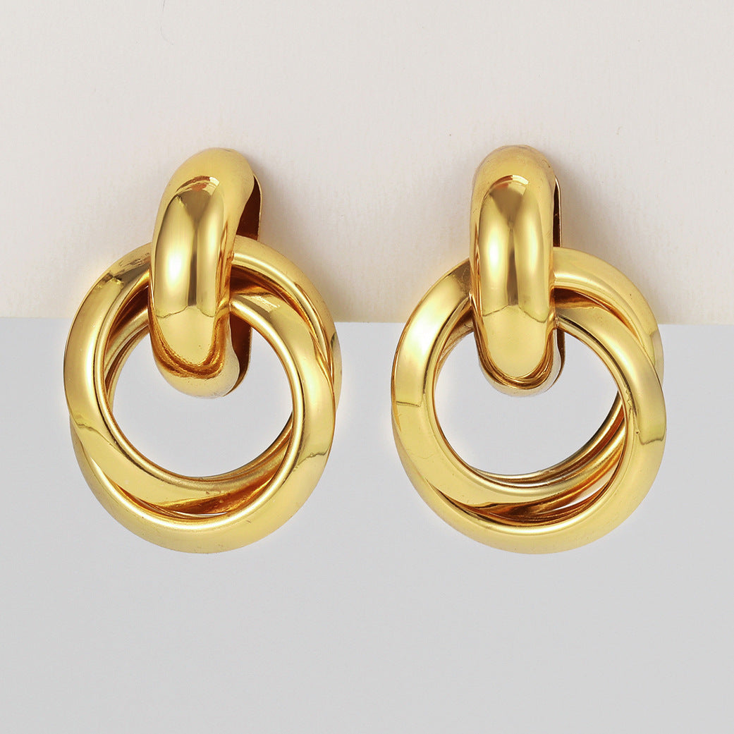 Stainless steel needle retro hoop earrings